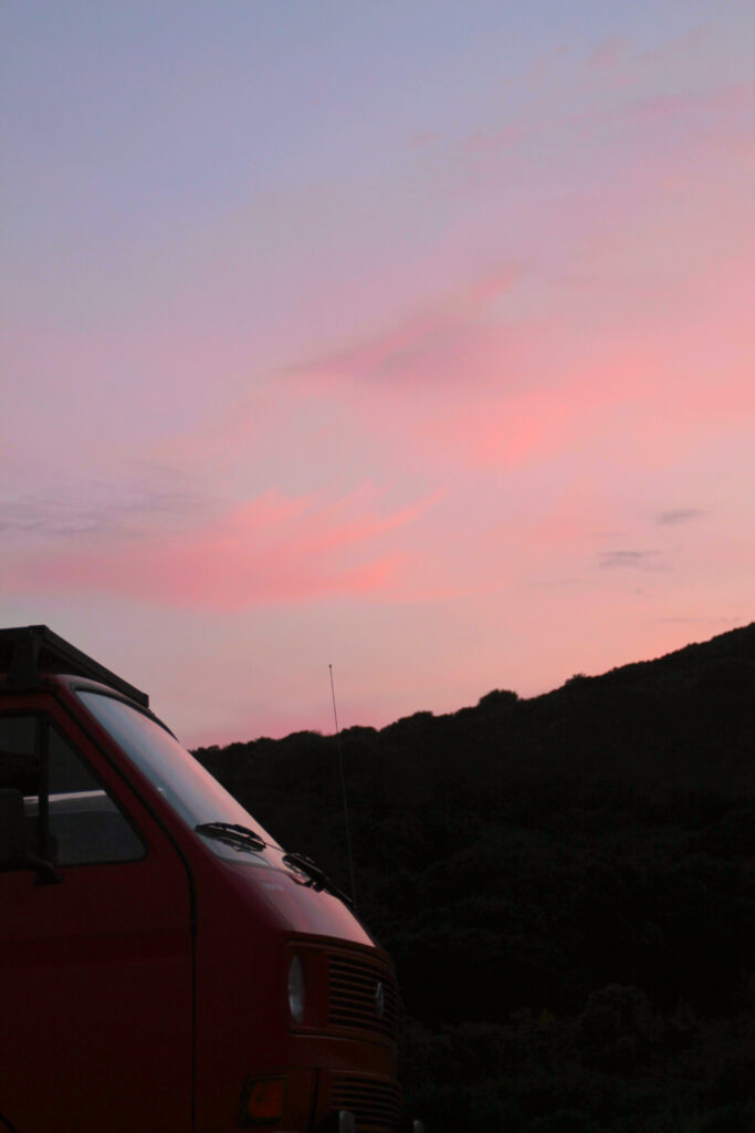 campervan by pink sky